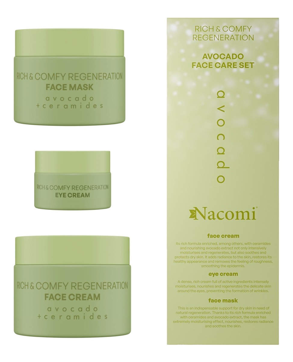 Face Care Set Avocado Zestaw prezentowy Krem do pielęgnacji twarzy 40 ml + Maska do twarzy 40 ml + Krem pod oczy 15 ml