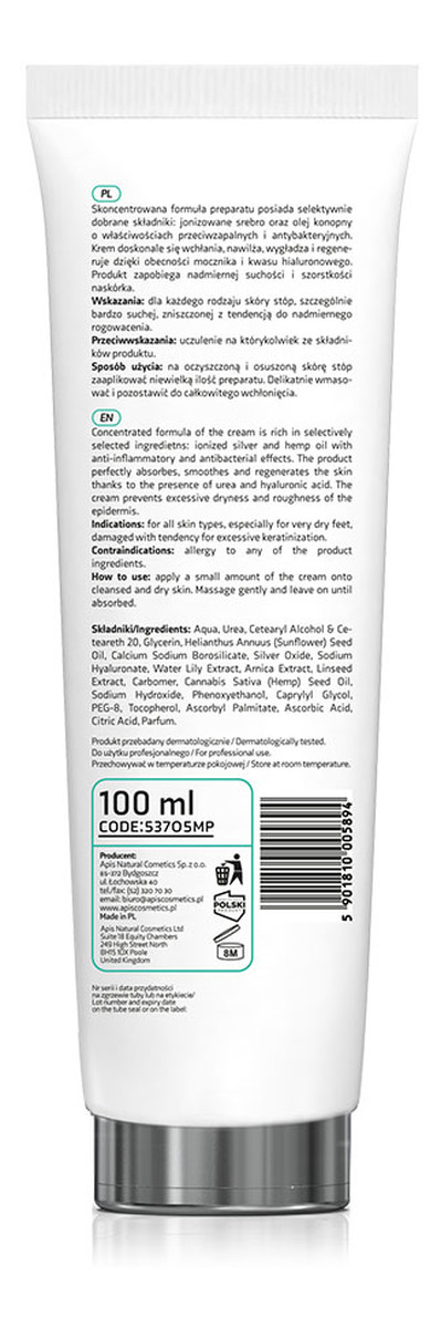 Krem regenerująco-nawilżający do stóp z mocznikiem 20% i jonizowanym srebrem