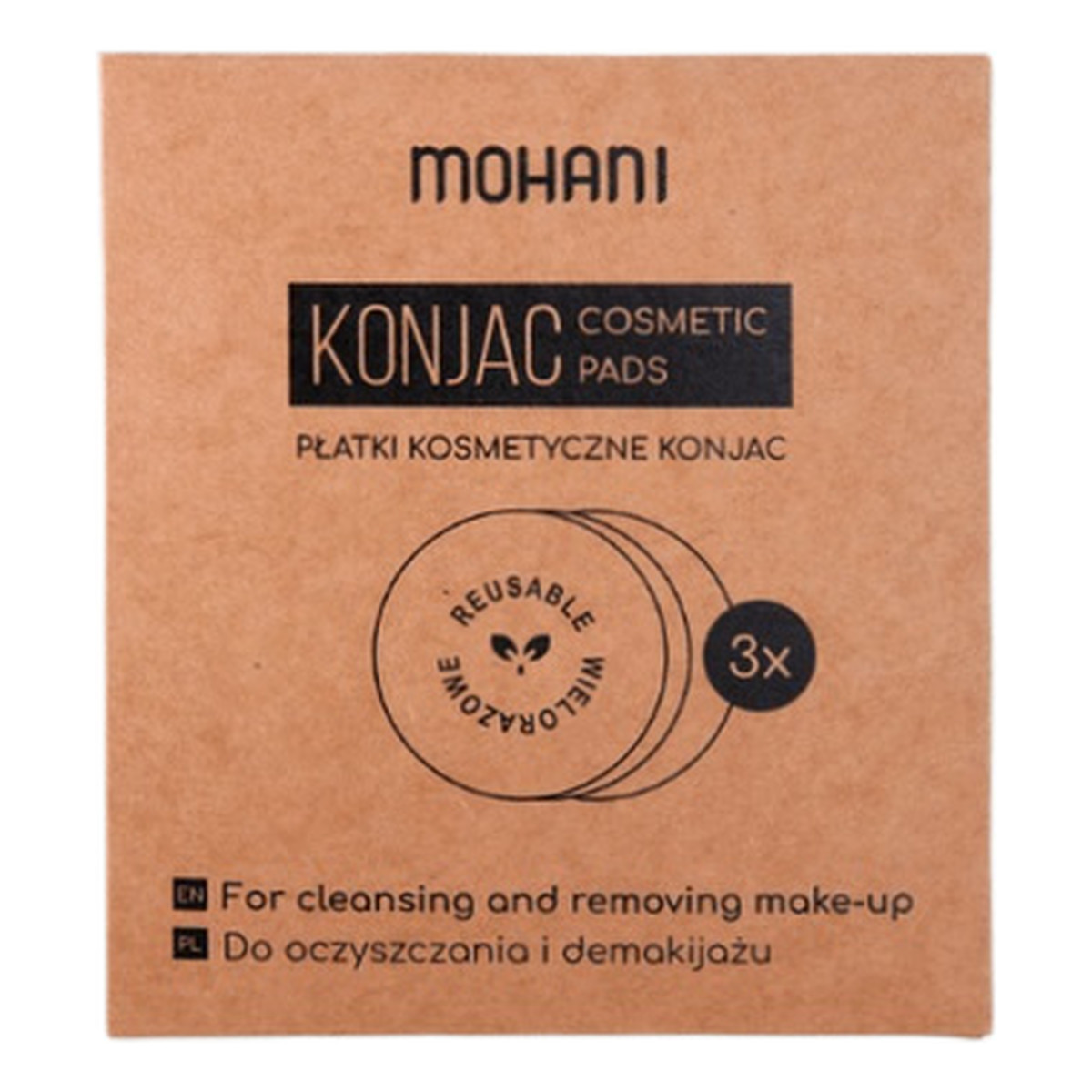 Mohani Konjac wielorazowe roślinne płatki kosmetyczne 3szt.