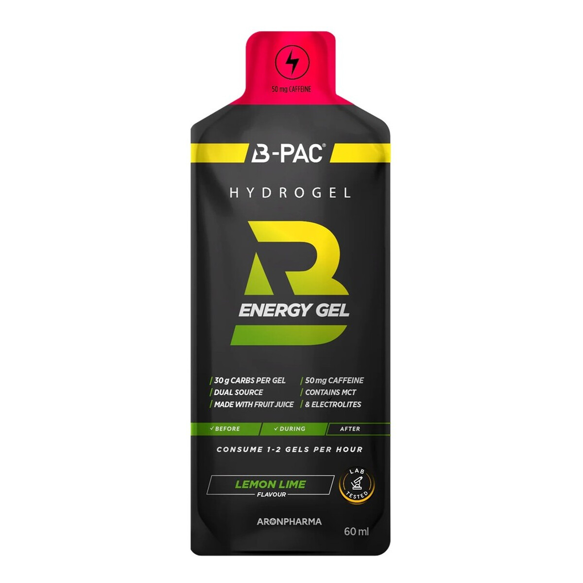 AronPharma B-PAC Energy Gel + Caffeine Żel energetyczny z kofeiną lemon lime 60ml