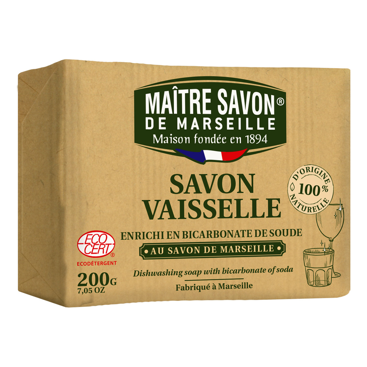 Maitre Savon Mydło do mycia naczyń z Mydłem Marsylskim i Sodą Oczyszczoną 200g