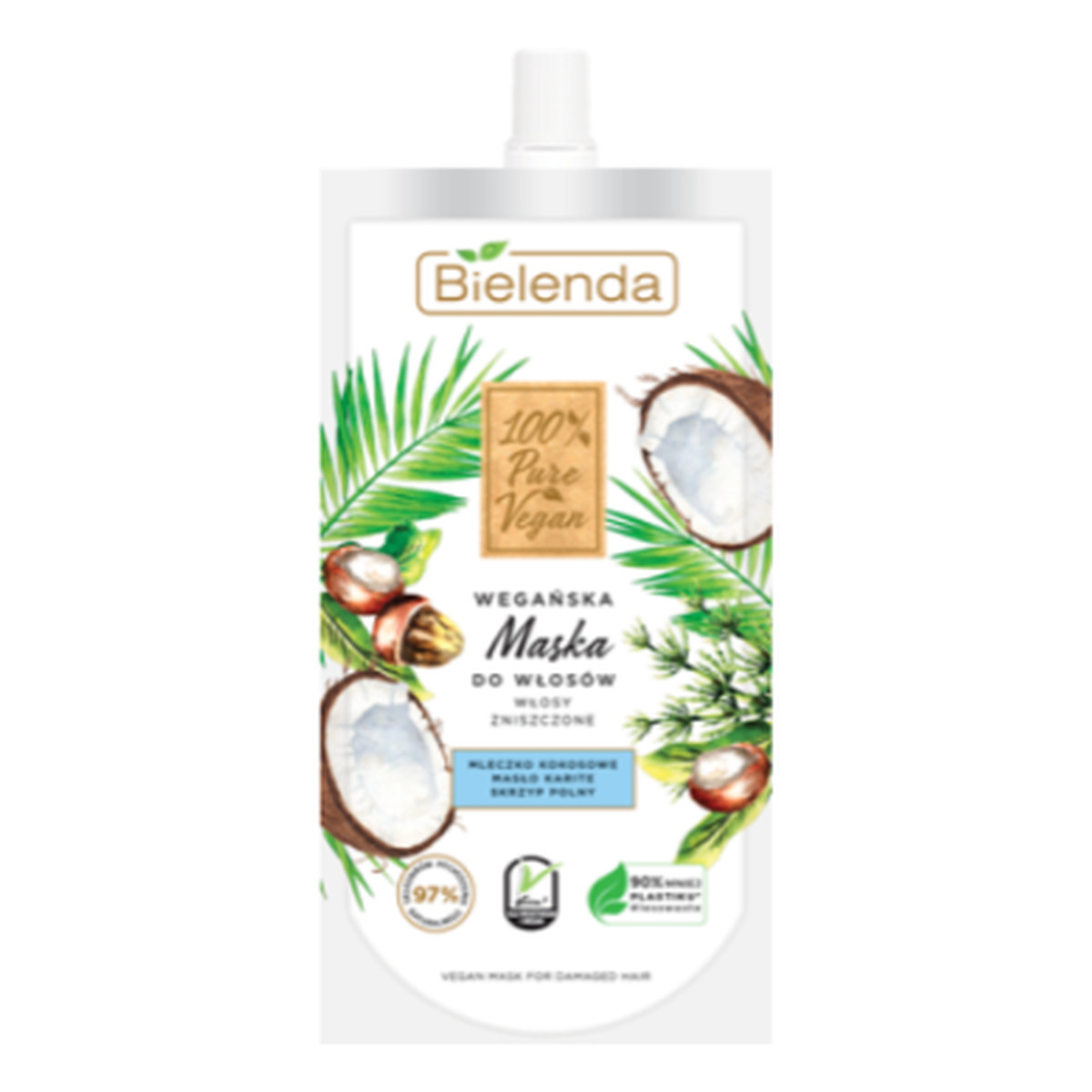 Bielenda 100% Pure Vegan Wegańska Maska do włosów zniszczonych 125ml