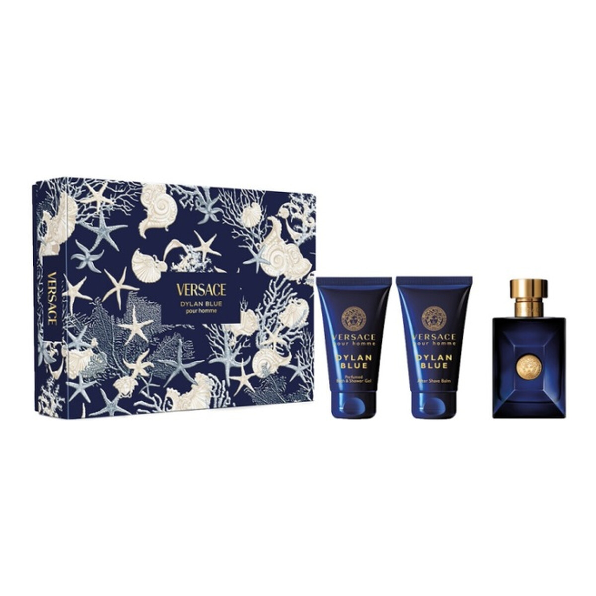 Versace Pour Homme Dylan Blue Zestaw woda toaletowa spray 50ml + żel pod prysznic 50ml + balsam po goleniu 50ml