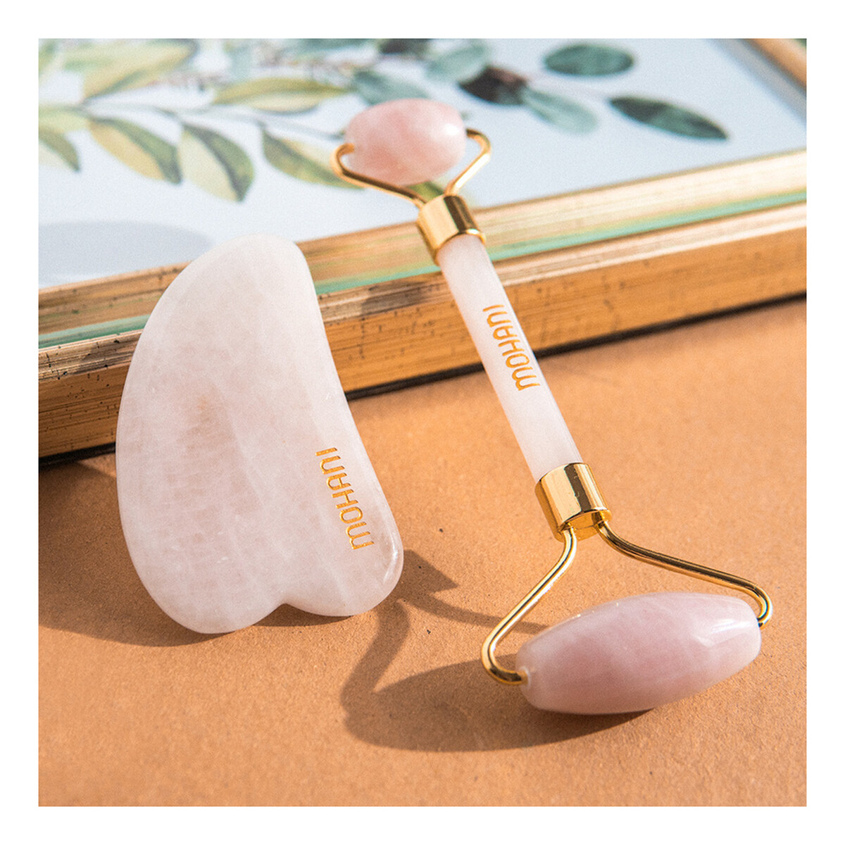 Mohani Roller do masażu twarzy z różowego kwarcu