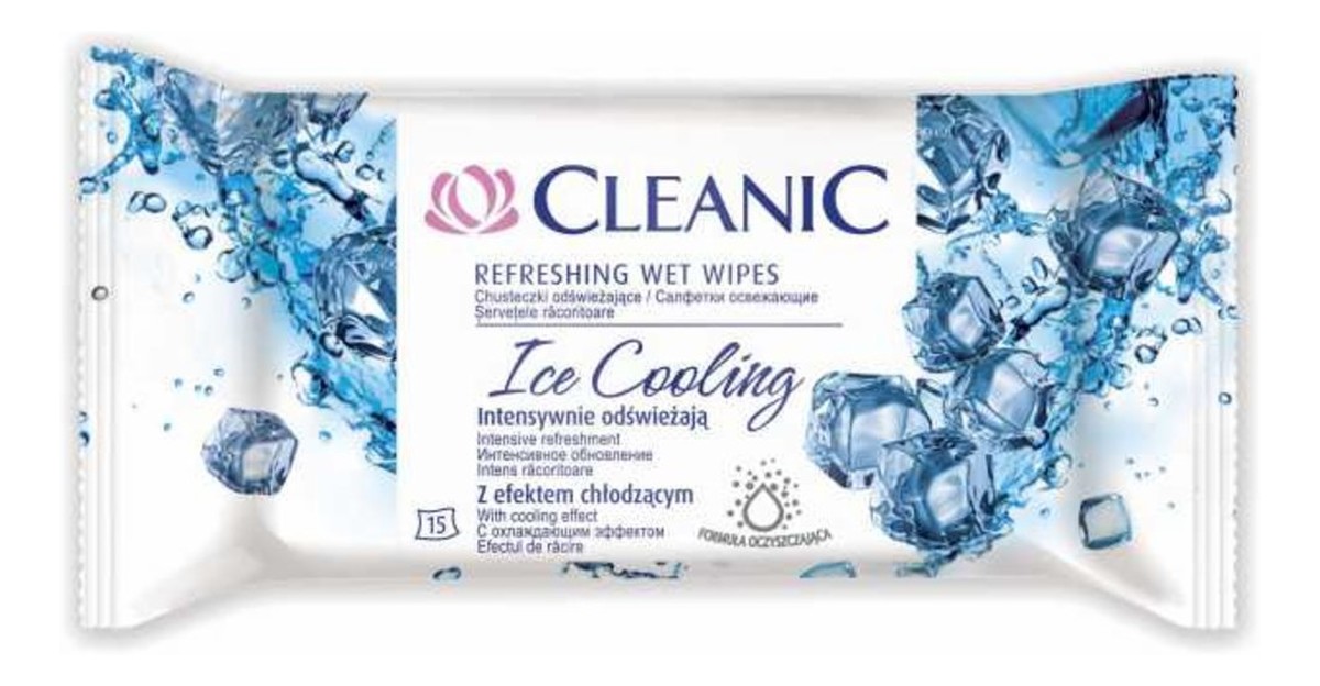Refreshing Wet Wipes Chusteczki Odświeżające Ice Cooling 15 szt. z Efektem Chłodzącym