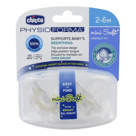 Physioforma smoczek silikonowy uspokajający mini soft 2-6m lumi 2szt