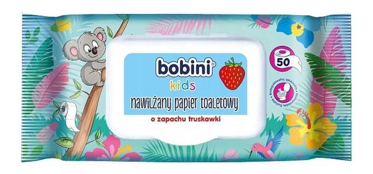 KIDS NAWILŻANY PAPIER TOALETOWY O ZAPACHU TRUSKAWKI 50 SZTUK