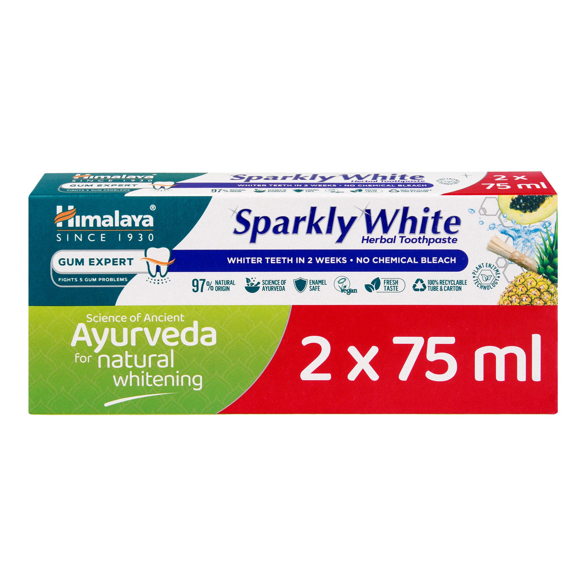 Himalaya Ayurveda pasta do zębów wybielająca sparkly white duopack 1 op.-2 x 75 ml 150ml