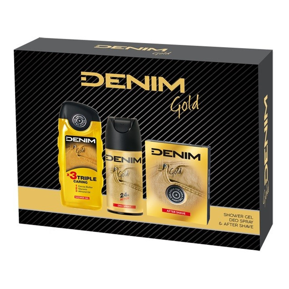 Denim Gold Zestaw prezentowy woda po goleniu + dezodorant spray + żel pod prysznic