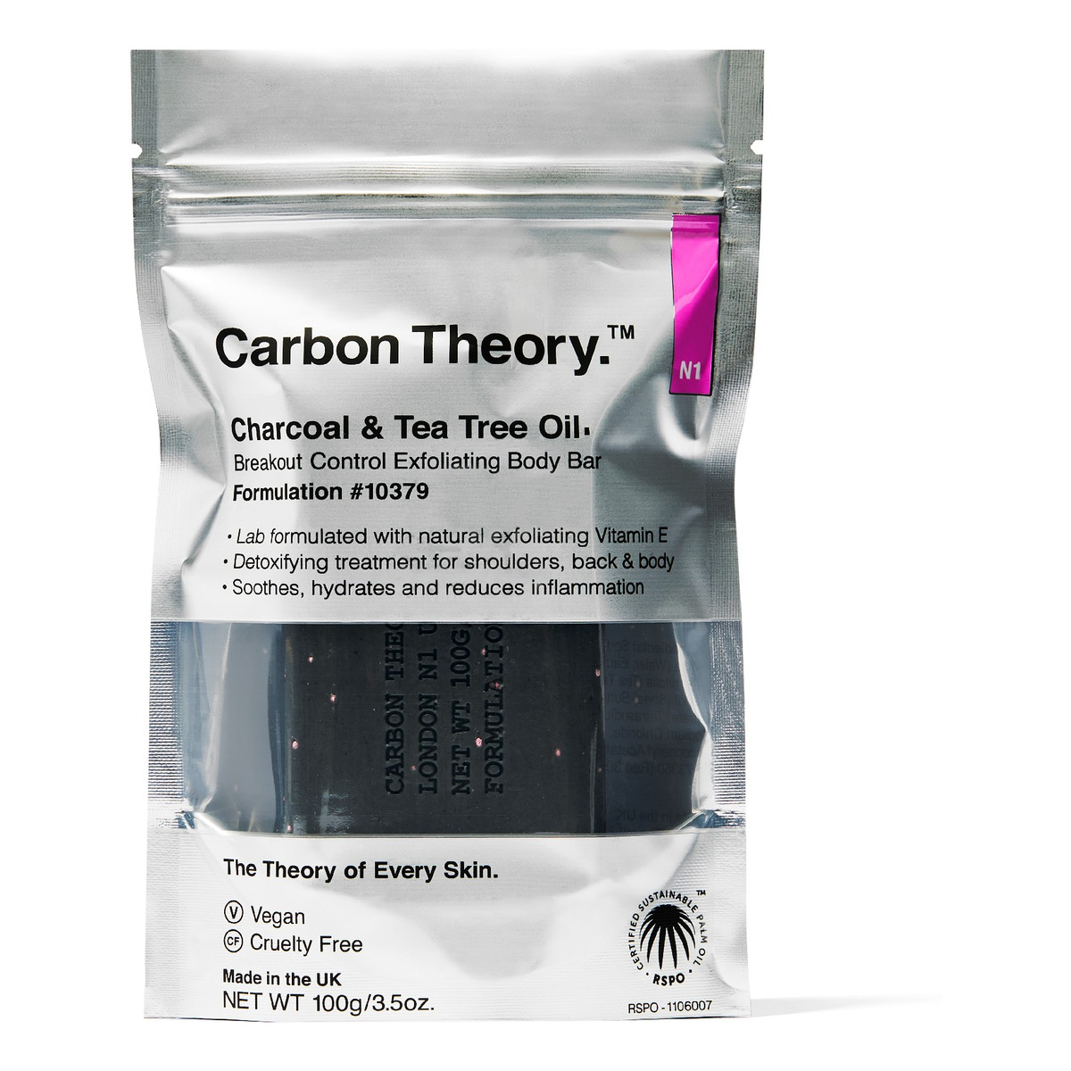 Carbon Theory Charcoal Tea Tree Oil Złuszczające Mydło do ciała Exfoliating Body Bar