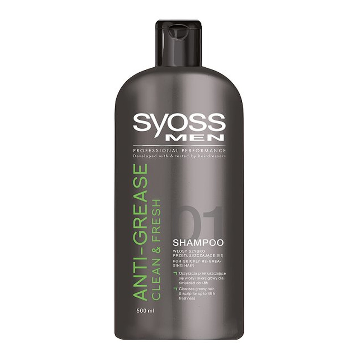 Syoss Szampon Do Włosów Dla Mężczyzn Anti-Grease Clean & Fresh 500ml