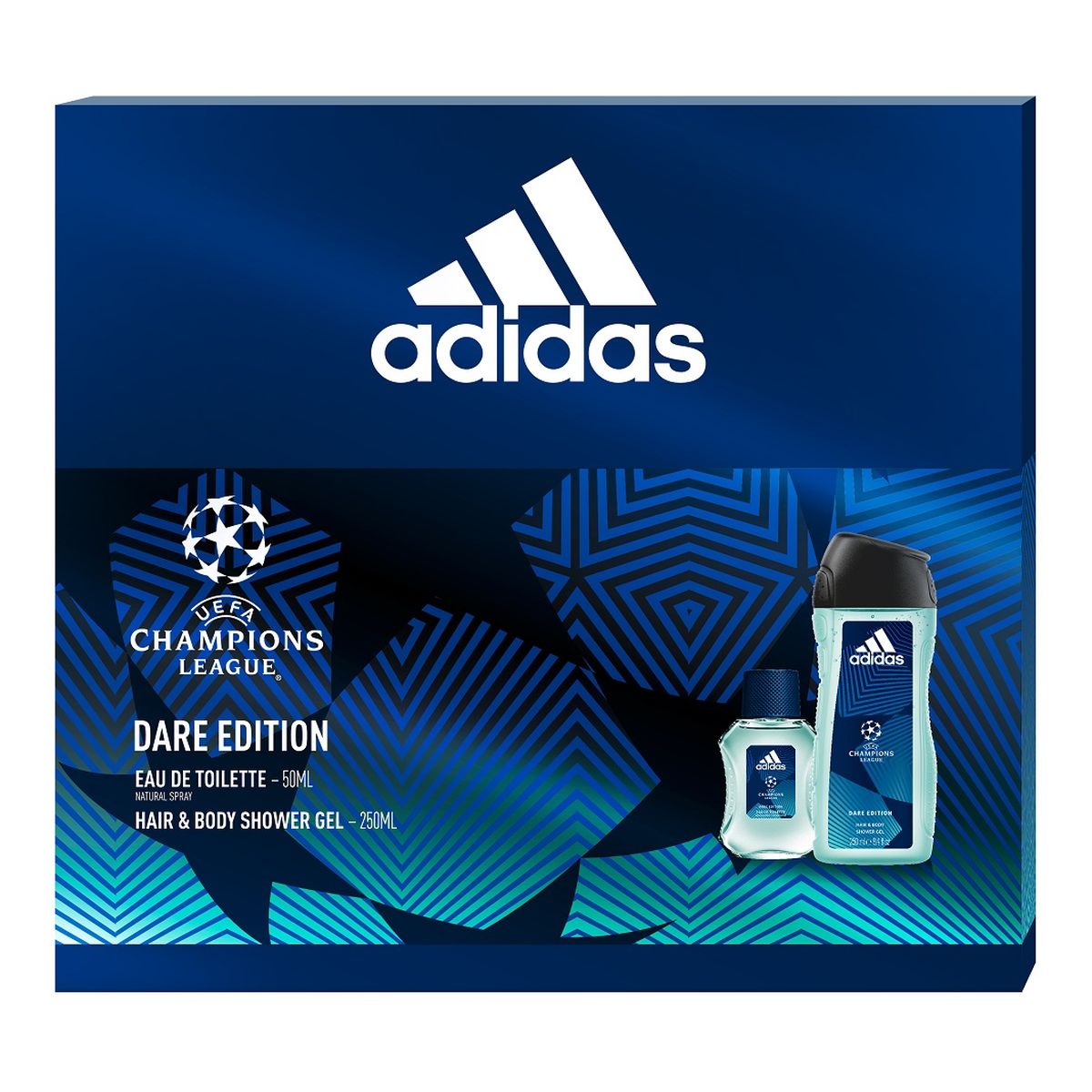 Adidas Uefa Champions League Dare Edition Zestaw woda toaletowa spray 50ml + żel pod prysznic 250ml