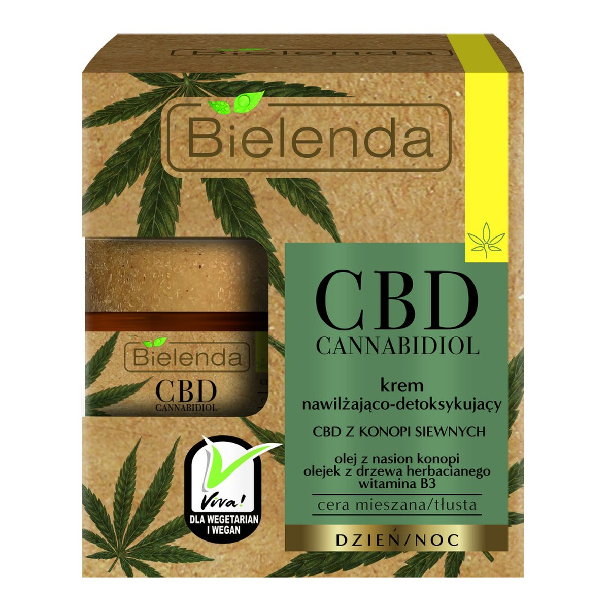 Bielenda CBD Cannabidiol krem nawilżająco-detoksykujący z CBD z konopi siewnych do cery mieszanej i tłustej 50ml