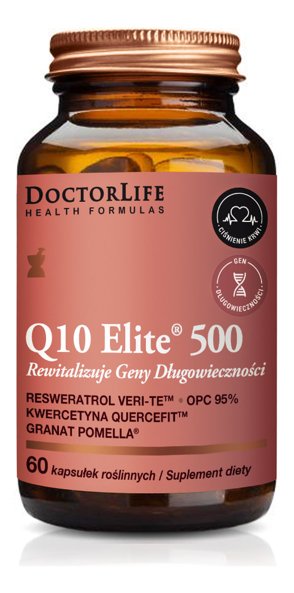 Q10 elite 500 suplement diety rewitalizujący geny długowieczności 60 kapsułek