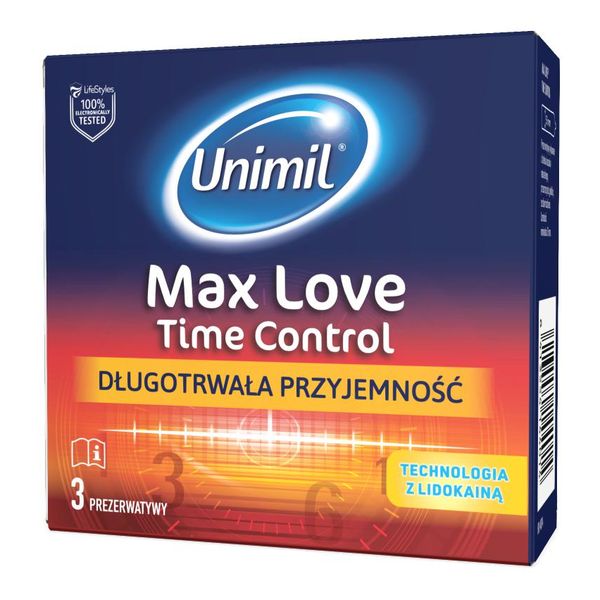 Unimil Max love time control nawilżane lateksowe prezerwatywy 3szt