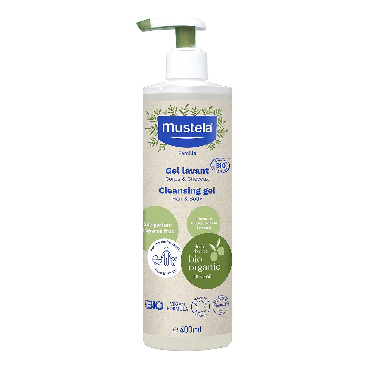 Mustela Organic Cleansing Gel organiczny Żel do mycia ciała i włosów 400ml