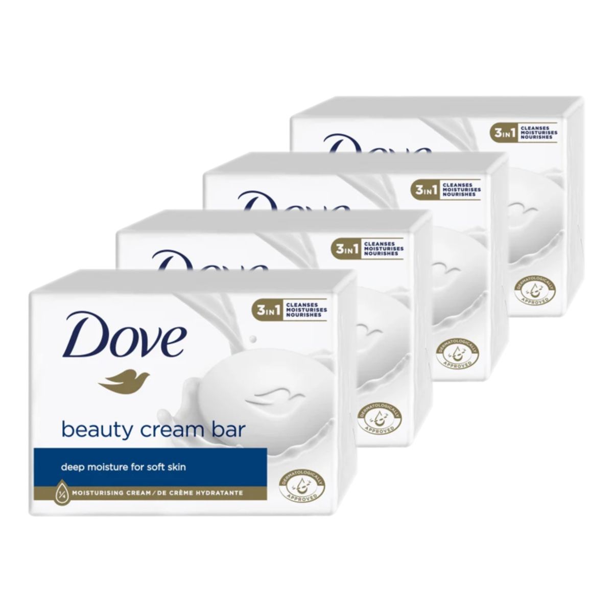 Dove Beauty Cream Głęboko Nawilżające Mydło w kostce 3in1 4szt