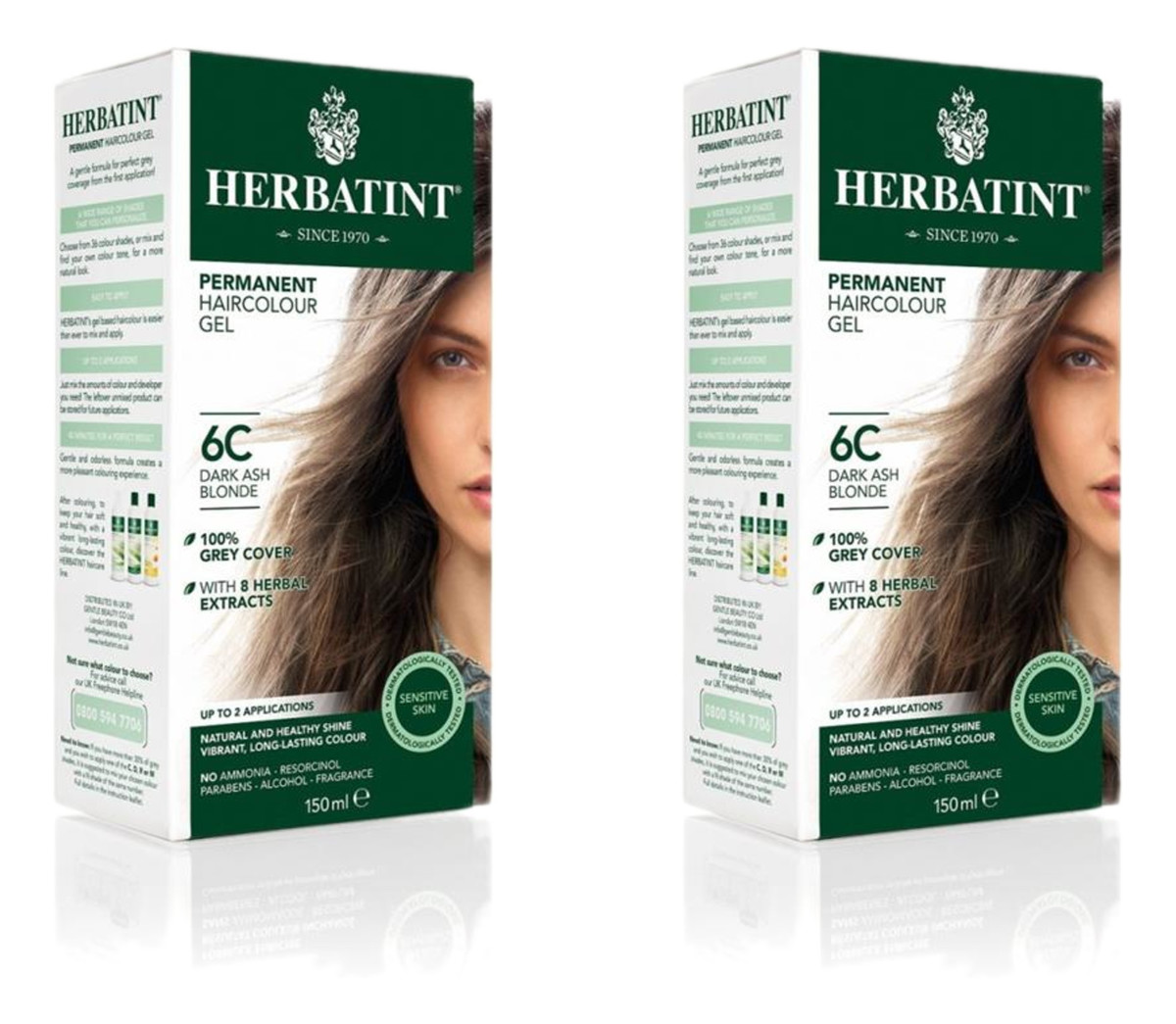 Trwała Farba Do Włosów W Żelu Ciemny Popielaty Blond (6C) x2