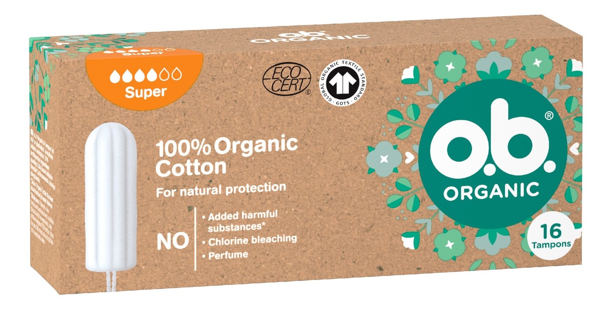 Organic Tampony Super - 100% Cotton 16szt
