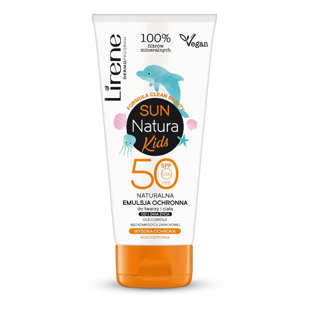 Lirene Natura Sun Kids Naturalna emulsja ochronna do twarzy i ciała od 1. dnia życia SPF 50 100ml