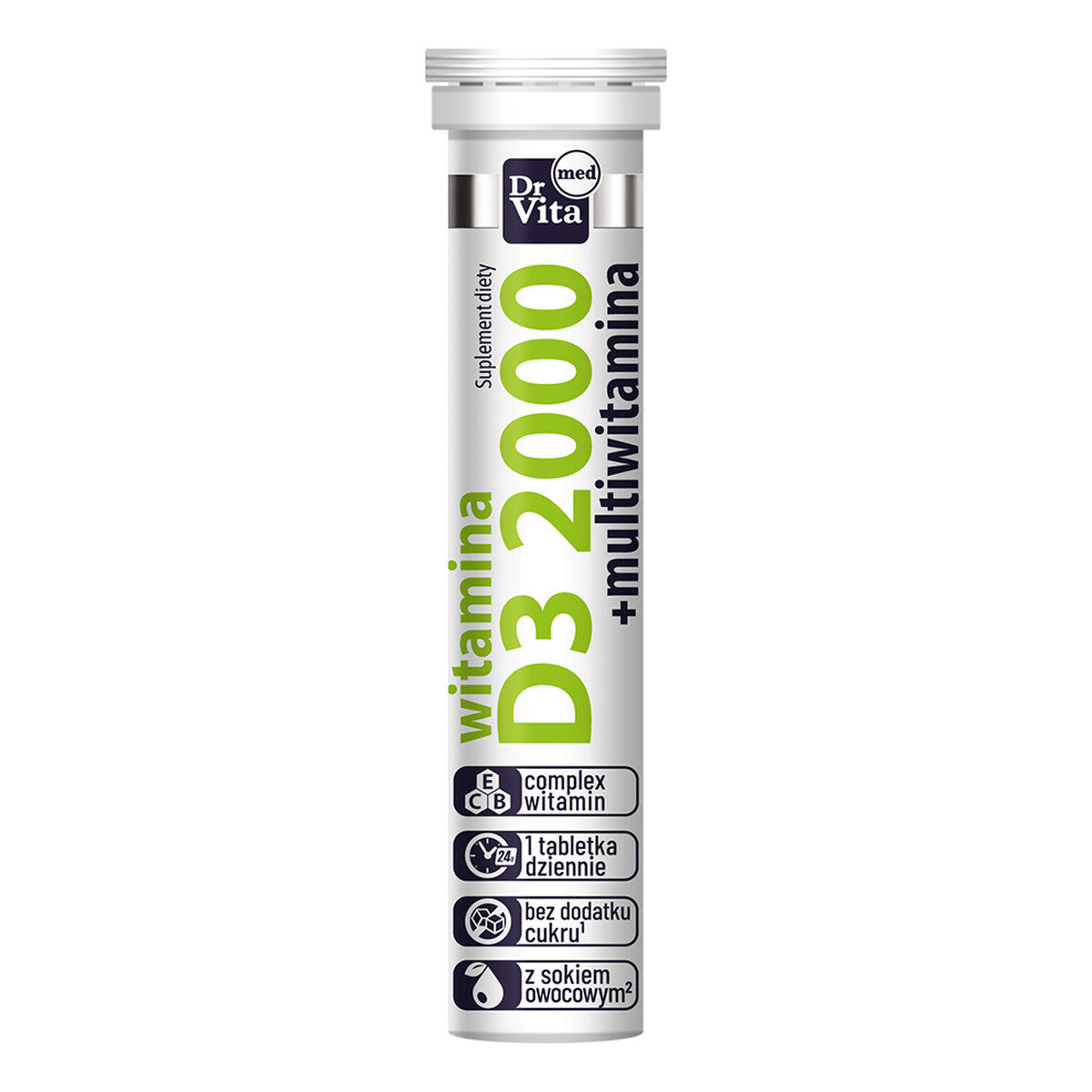 Dr Vita Witamina d3 2000 j.m z sokiem suplement diety 20 tabletek musujących