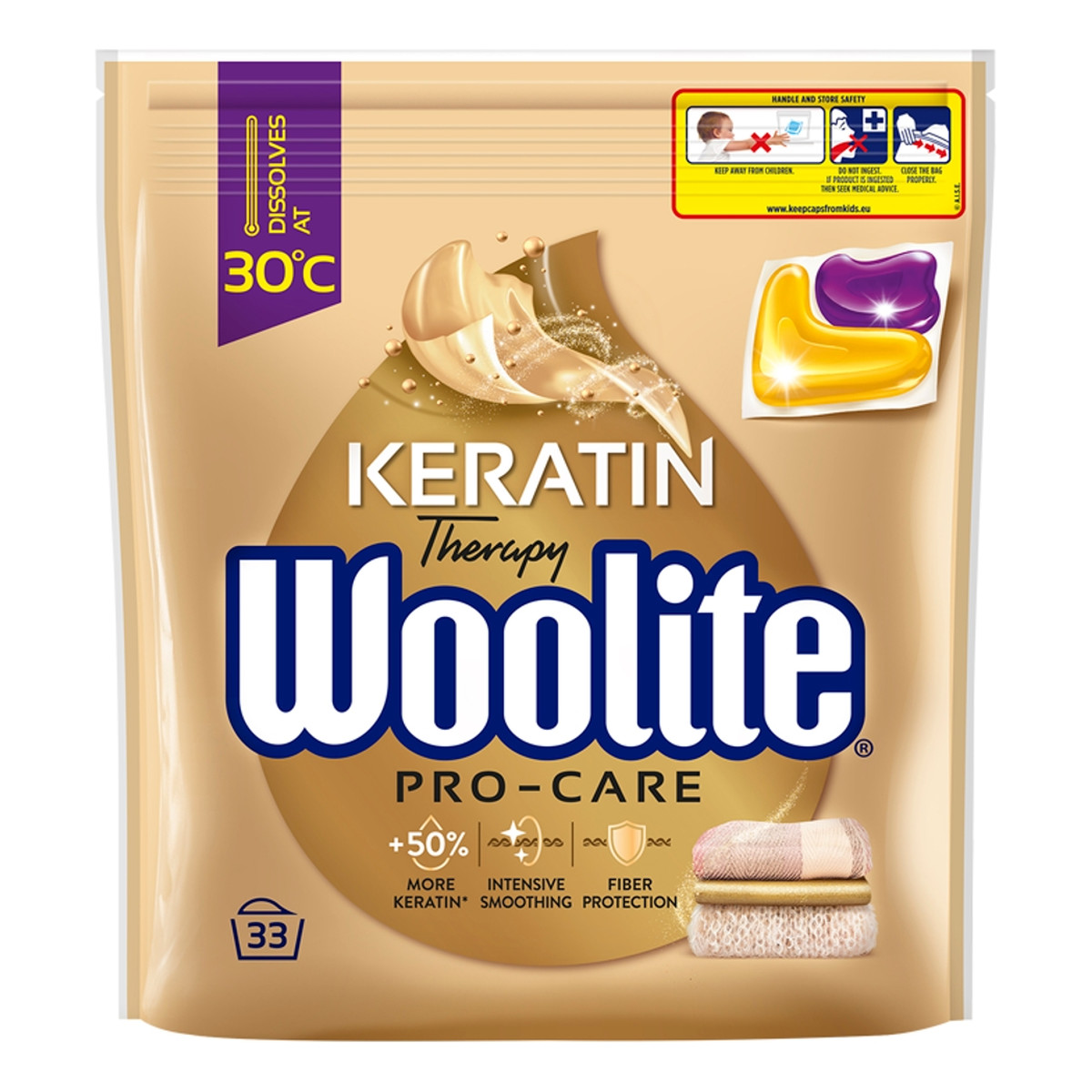 Woolite Keratin therapy pro-care uniwersalne kapsułki do prania z keratyną 33szt