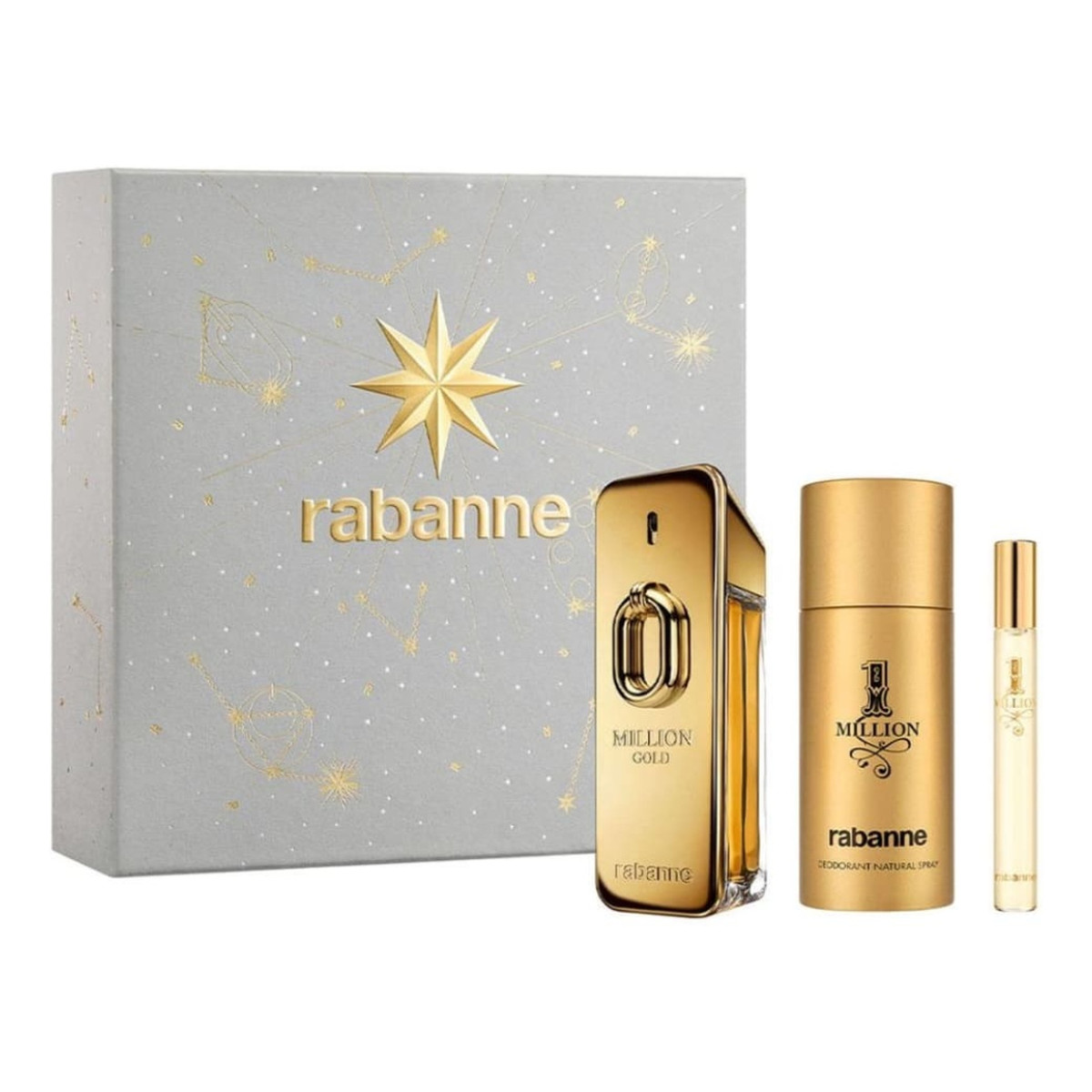 Paco Rabanne Million Gold zestaw woda perfumowana spray 100ml + dezodorant spray 150ml + woda perfumowana spray 10ml