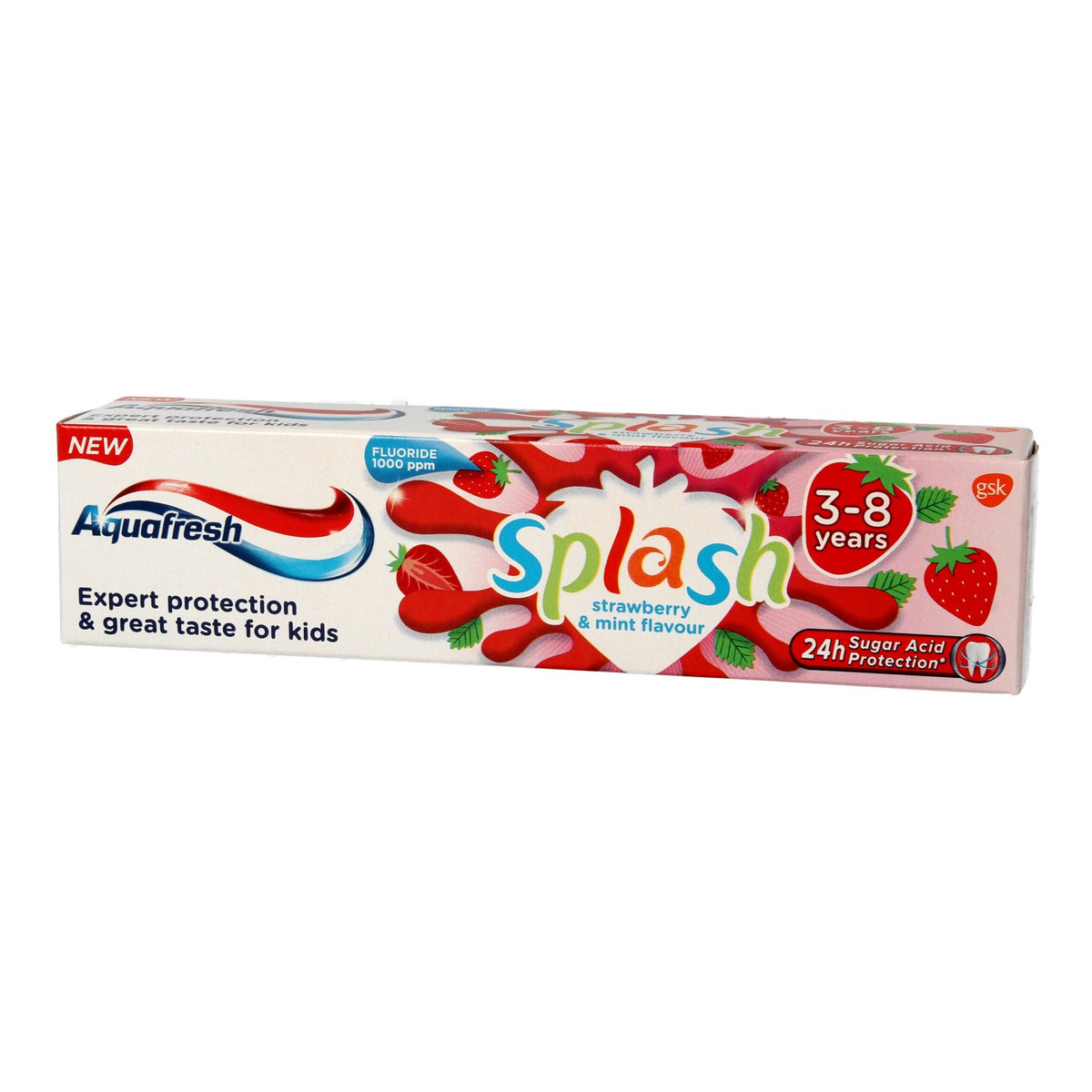 Aquafresh Pasta do zębów dla dzieci Splash 3-8 Lat Truskawkowo-Miętowy Smak 50ml