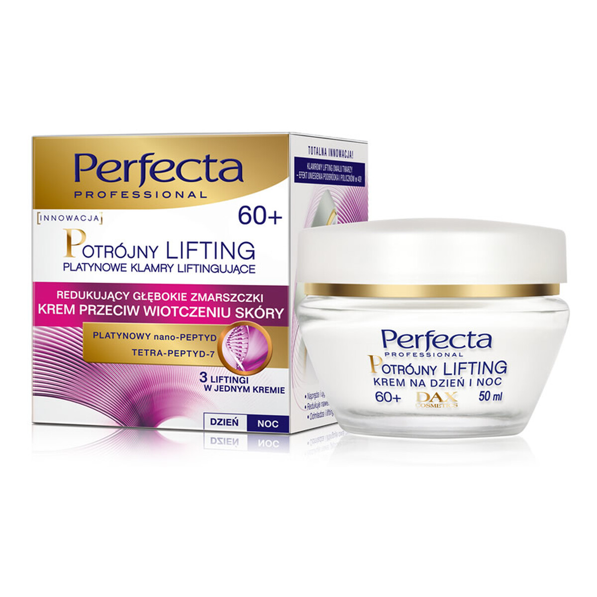 Perfecta Potrójny Lifting 60+ Krem Przeciw Wiotczeniu Skóry Redukujący Głębokie Zmarszczki Na Dzień i Na Noc 50ml