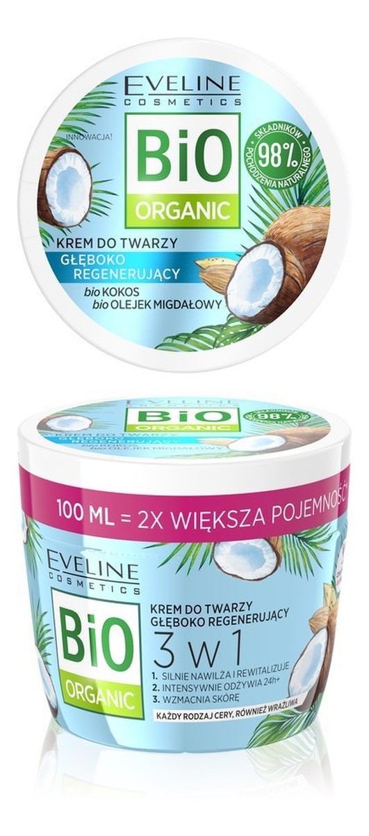 Krem do twarzy głęboko regenerujący 3w1 Bio Kokos