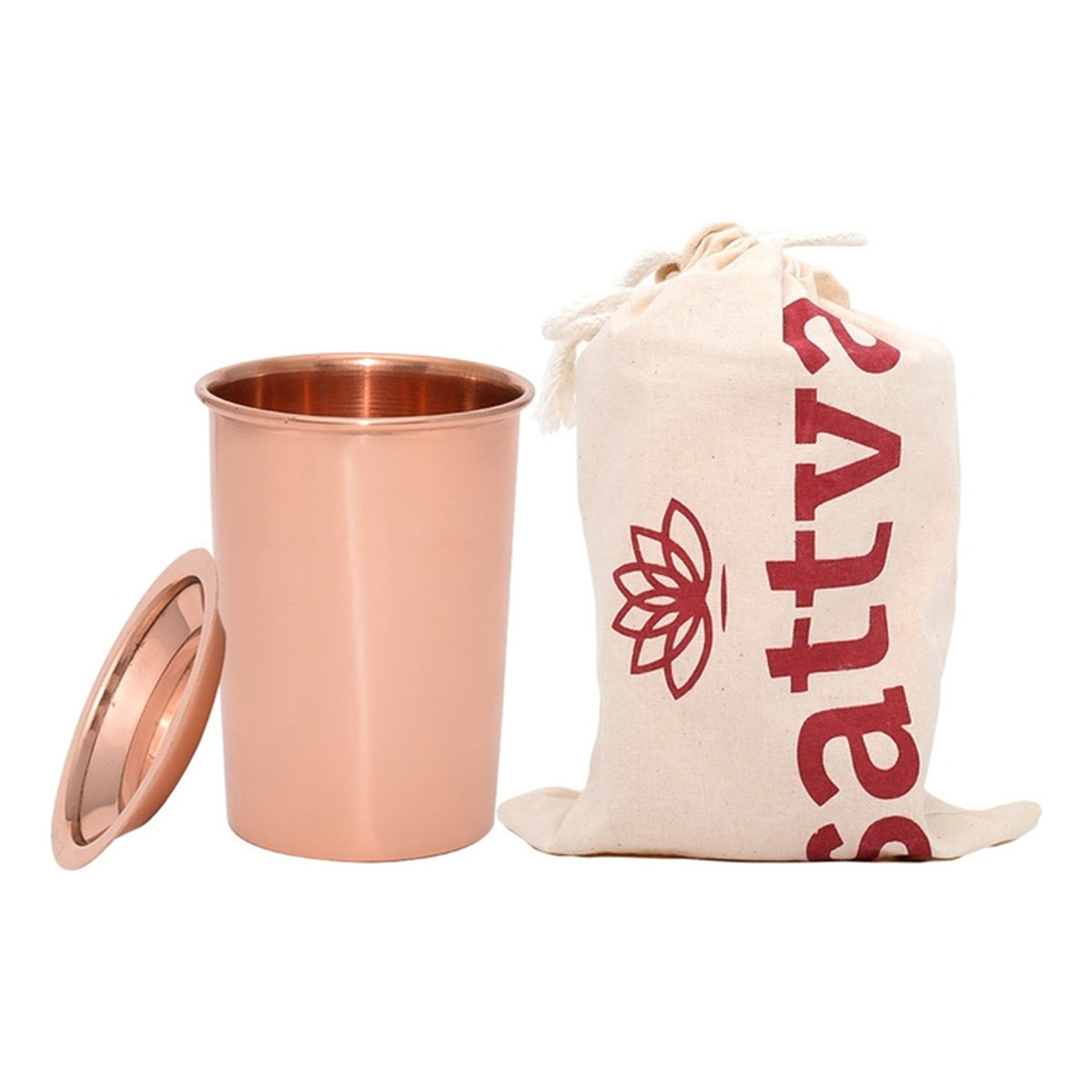 Sattva Kubek miedziany z pokrywką gładki 350ml