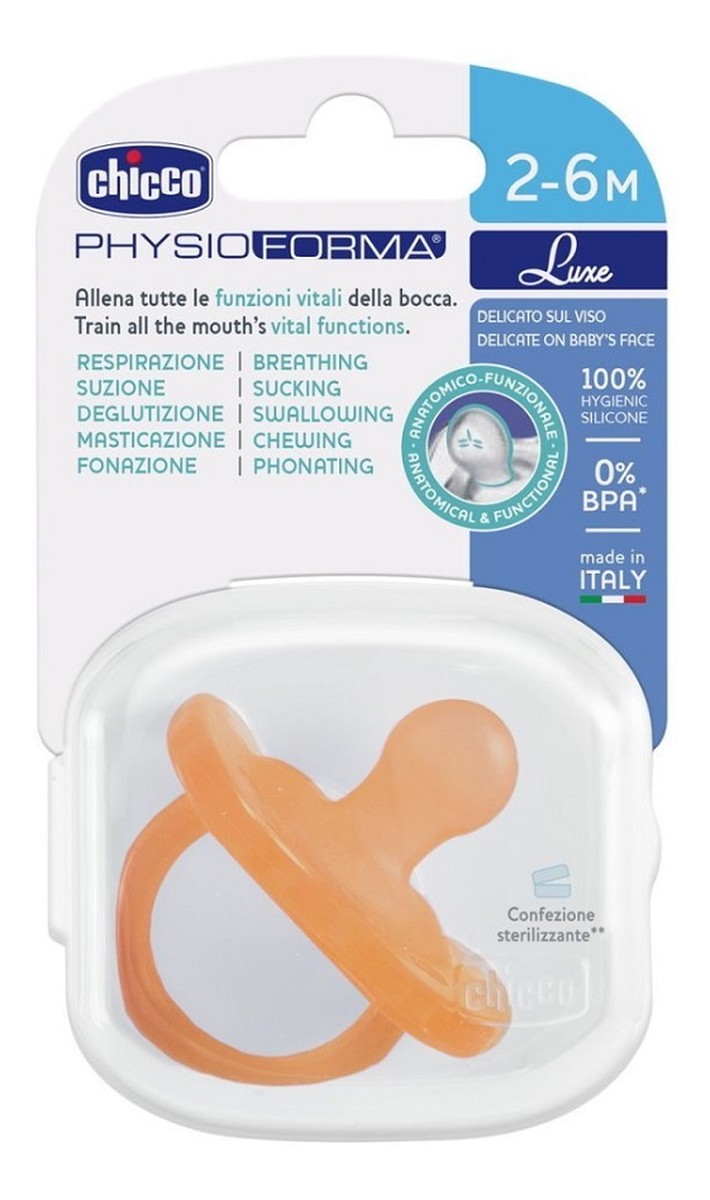 PhysioForma Luxe smoczek silikonowy uspokajający 2-6m Pomarańczowy