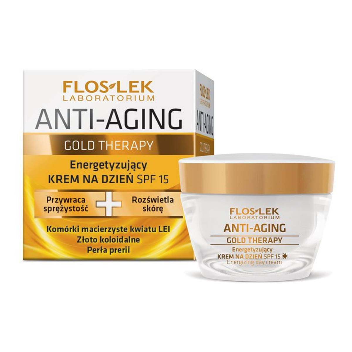 FlosLek Anti-Aging Gold Therapy Energetyzujący Krem Na Dzień SPF 15 50ml