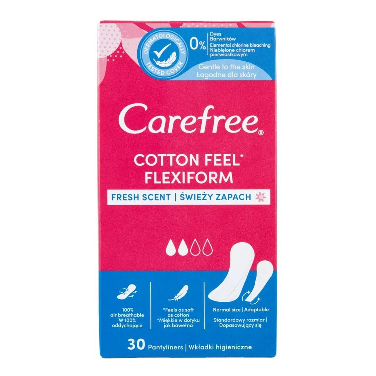 Carefree Cotton Wkładki higieniczne Flexifresh 30szt.