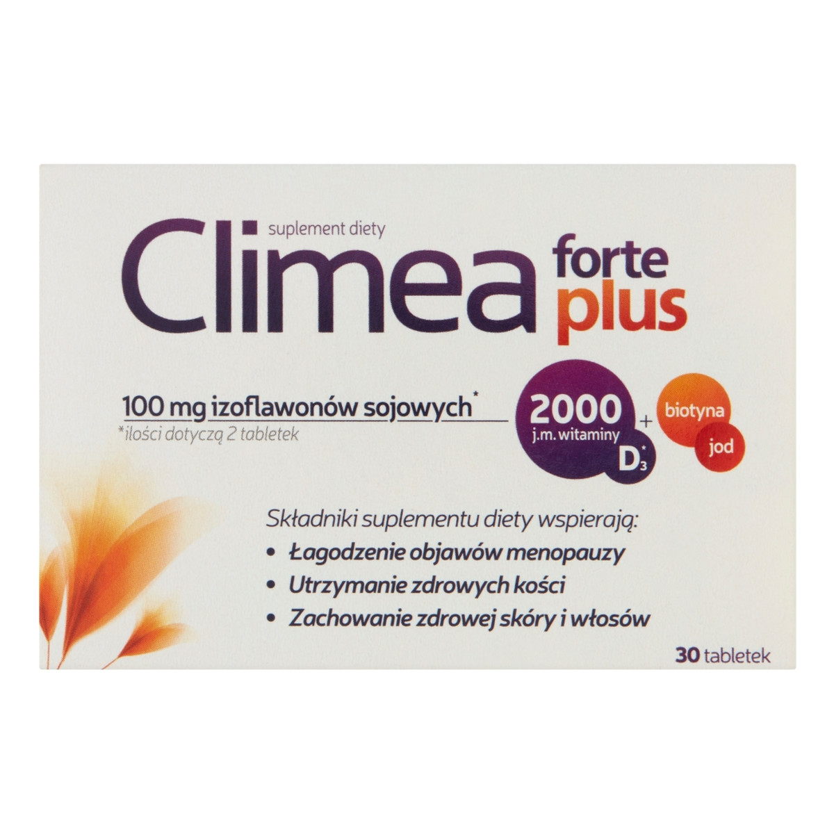 Climea Forte plus suplement diety łagodzący objawy menopauzy 30 tabletek