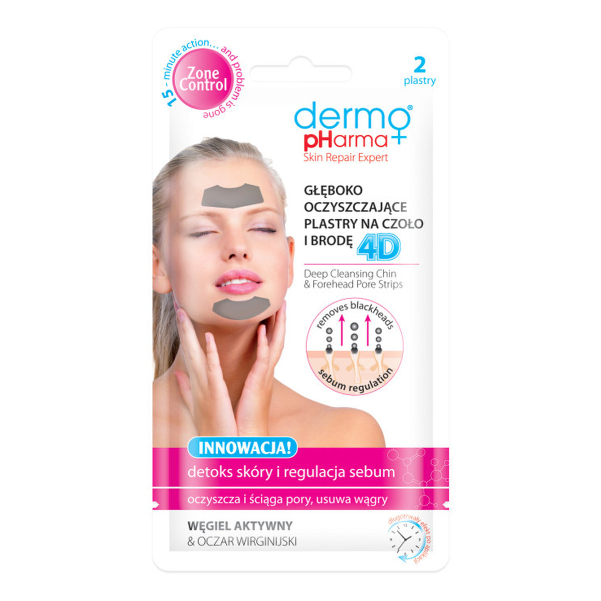 Dermo Pharma + Głęboko oczyszczające plasterki na brodę i czoło
