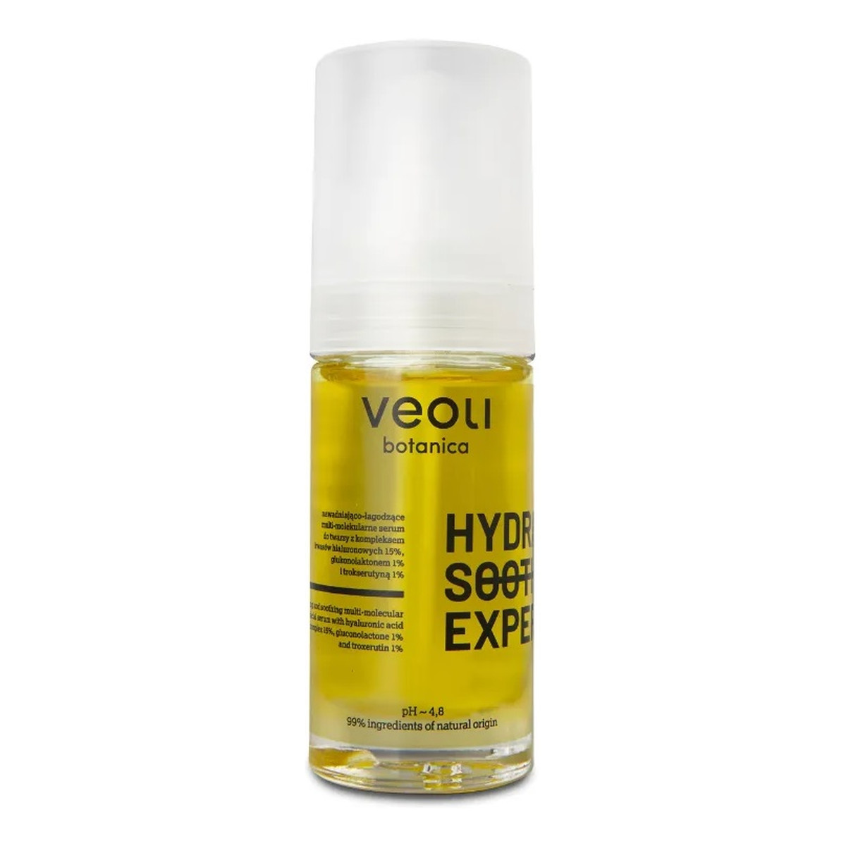 Veoli Botanica Hydra soothing expert nawadniająco-łagodzące multi-molekularne serum do twarzy z kompleksem kwasów hialuronowych 15% glukonolaktonem 1% i trokserutyną 1% 30ml