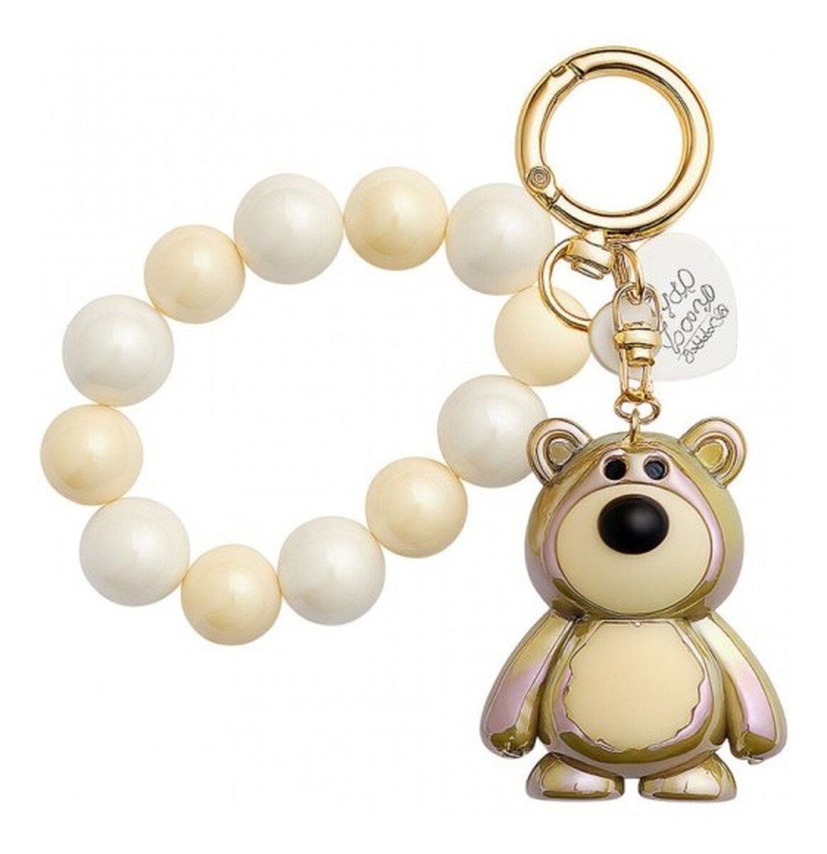 Brelok Do Kluczy Miś Z Koralikami Kremowy BRL366K