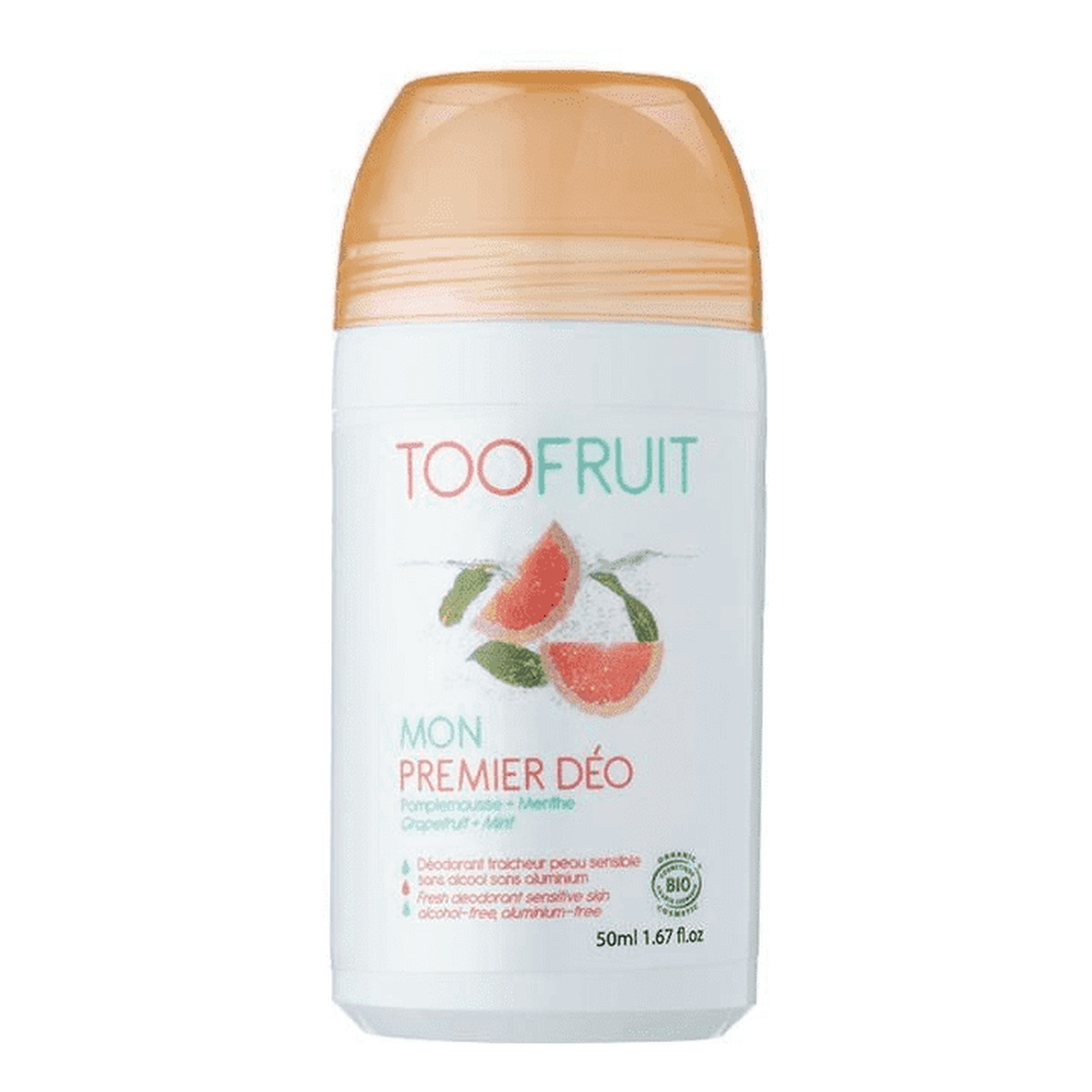 TOOFRUIT Dezodorant w kulce dla dzieci od 5 roku życia Grejprut i mięta 50ml