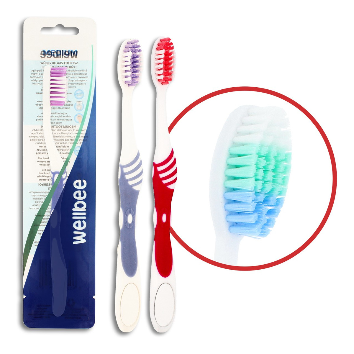 Wellbee Szczoteczka do zębów Medium- mix kolorów