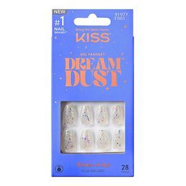 Sztuczne paznokcie na klej Gel Fantasy Dreamdust, Mood Dust, White, Short Coffin