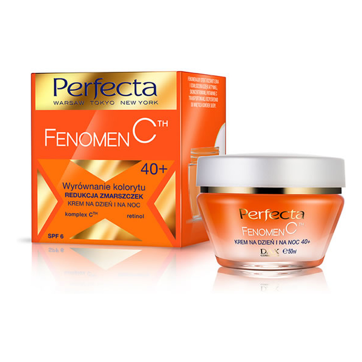 Perfecta Fenomen C 40 + Krem Do Twarzy Na Dzień i Noc Wyrównanie Kolorytu SPF 6 Redukcja Zmarszczek 50ml