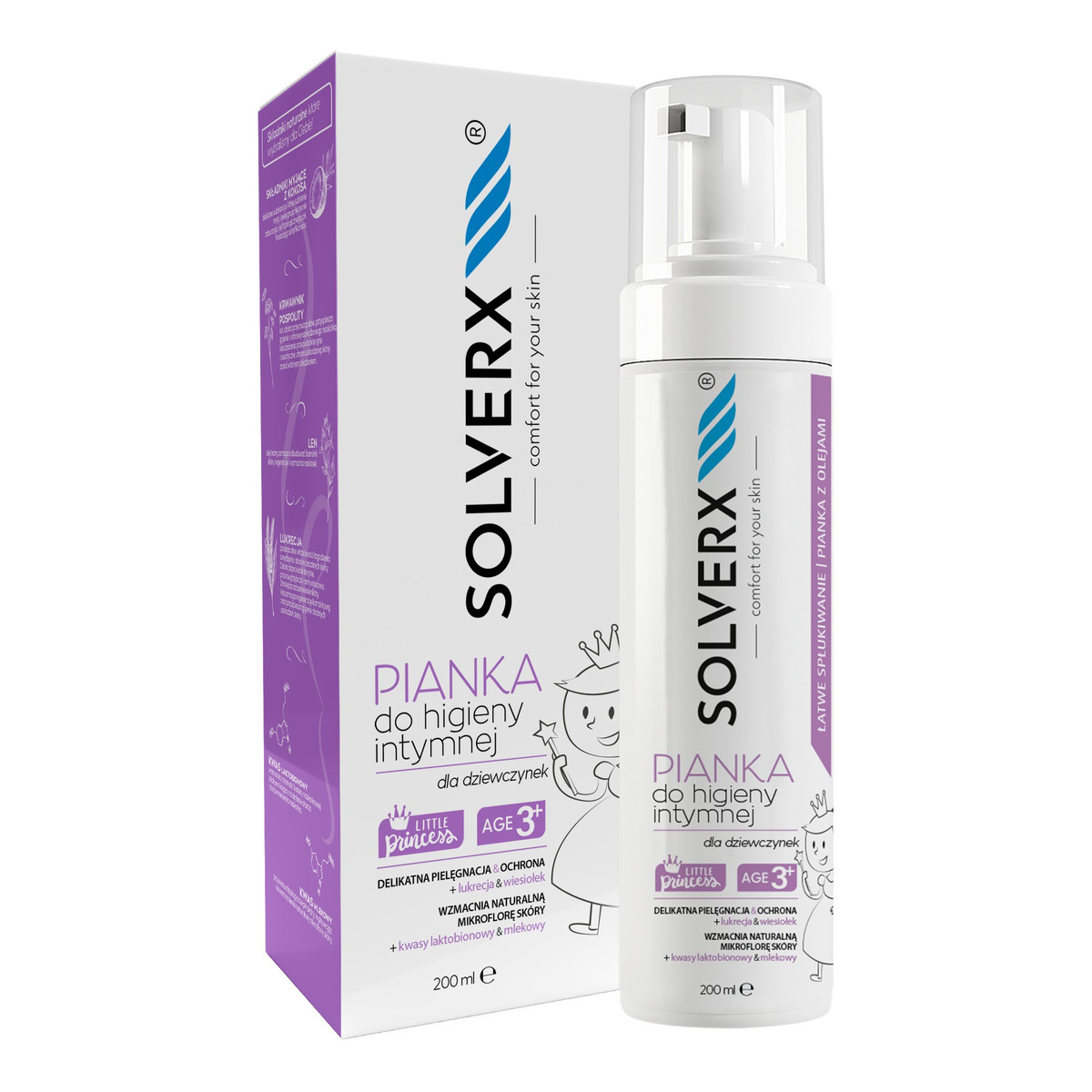 Solverx Sensitive Skin Pianka do higieny intymnej dla dziewczynek 3+ 200ml