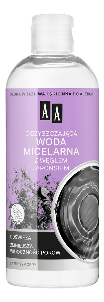 oczyszczająca woda micelarna z węglem japońskim do każdego typu cery