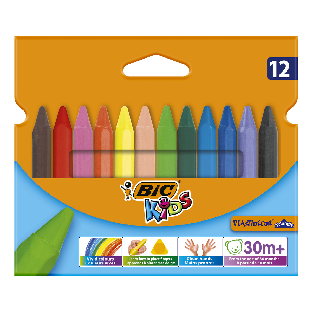 Bic Kids Plastidecor Triangle Trójkątne kredki świecowe 12 kolorów