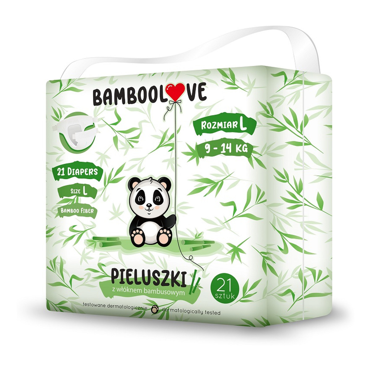 BAMBOOLOVE Pieluszki jednorazowe z włóknem bambusowym rozm. L (9-14 kg) 21 szt.