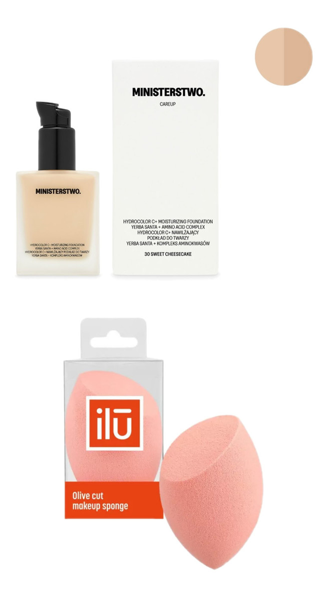 Naturalny podkład do twarzy Sweet Cheesecake (30) + Gąbeczka do podkładu Orange