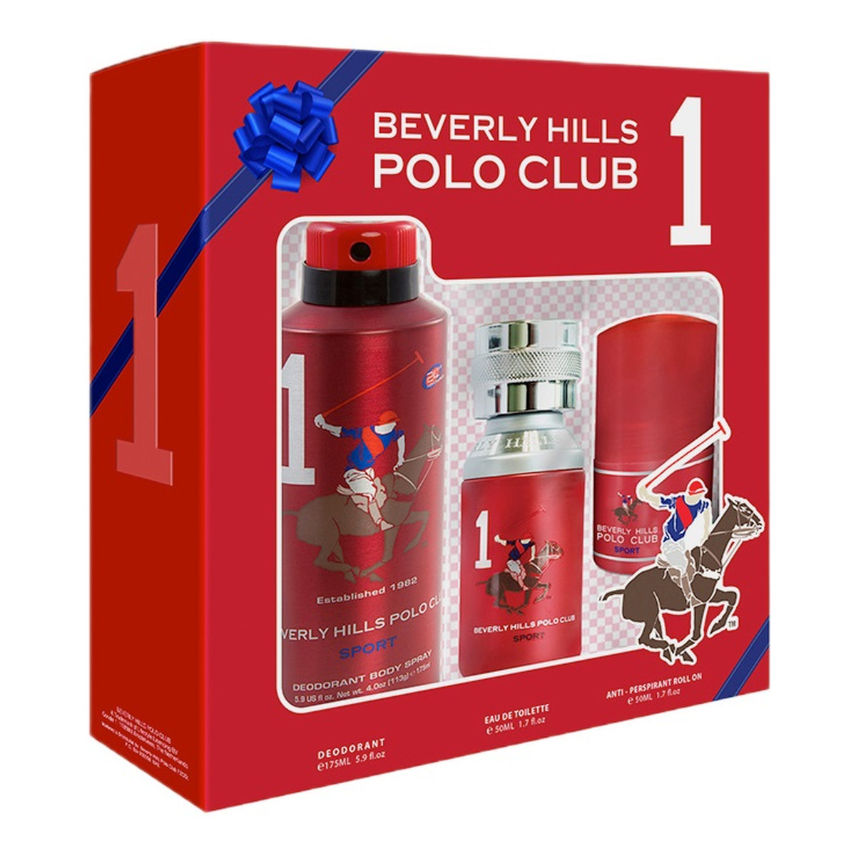 Beverly Hills Polo Club Men Sport One Zestaw woda toaletowa spray 50ml + dezodorant spray 175ml + antyperspirant w kulce 50ml