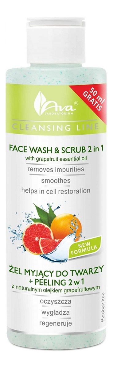 Żel myjący do twarzy + peeling 2w1 z naturalnym olejkiem grapefruitowym 200ml