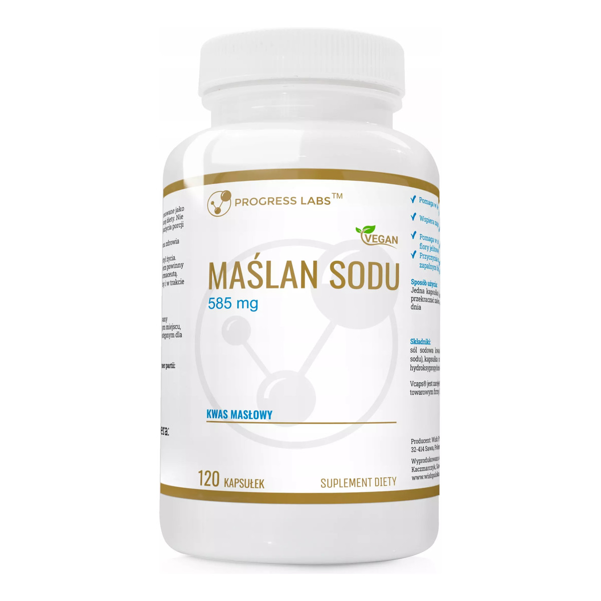 Progress Labs Maślan sody suplement diety 120 kapsułek 585mg
